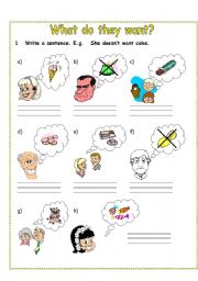 English Worksheet: QUESTIONS  :  What do they want ?