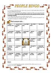 English Worksheet: Ice Breaker - PEOPLE BINGO