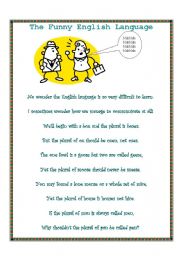 English Worksheet: The Funny English Language