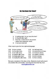 English worksheet: Do you have the time?