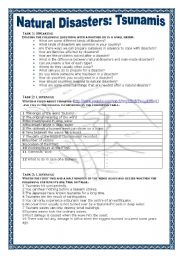 English Worksheet: Natural Disasters: Tsunamis