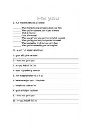 Fix You worksheets