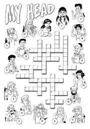 English Worksheet: My Head Crossword