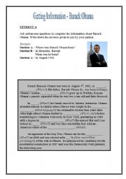 English Worksheet: Getting Information - Barack Obama