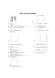 English worksheet: How are you feeling?