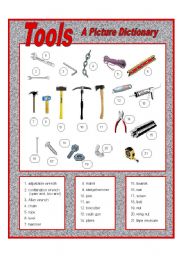 English Worksheet: Tools Picture Dictionary (half page)
