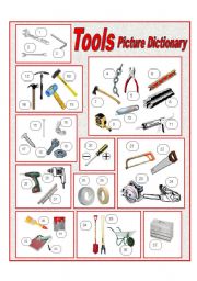 English Worksheet: Tools Picture Dictionary (full page)