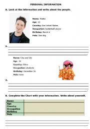 English worksheet: Personal Information