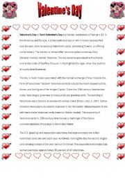 English Worksheet: valentines day