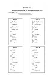 English worksheet: Ordering Food