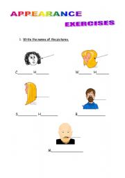 English worksheet: appearance exercises