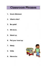 presentation activity for useful classroom phrases esl