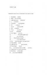 English Worksheet: verb to be worksheet
