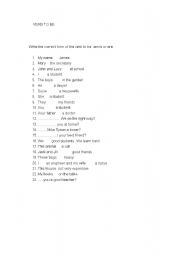 English worksheet: verb to be worksheet