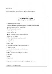 English Worksheet: questionnaire-sense of humour