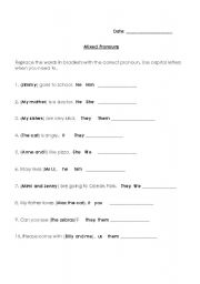 English worksheet: Mixed Pronouns