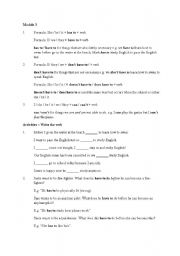 English Worksheet: can / cant / have to / dont have to