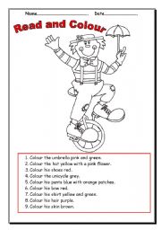 English Worksheet: read and draw