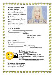 English Worksheet: Song-CHER-STRONG ENOUGH