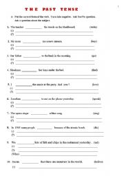 English Worksheet: PAST SIMPLE -  (-), (Yes/No Q), (Who), (WH-Q