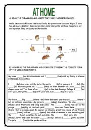 English Worksheet: AT HOME - reading comprehension: present simple and present continuous