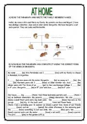 AT HOME - reading comprehension: present simple and present continuous