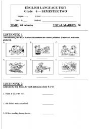 English Worksheet: 4 skills test