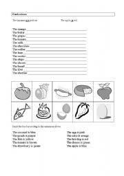 English worksheet: Exercises with food