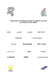 English worksheet: Important inventions