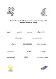 English Worksheet: Important inventions