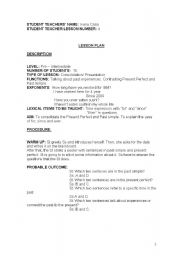 English worksheet: lesson plan for intermediate