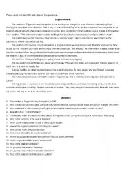English Worksheet: English weather