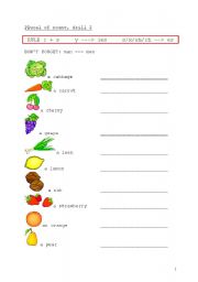 English Worksheet: Plural of nouns, illustrated drill 2