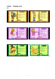 English Worksheet: Arthur - Trading Cards 1/4