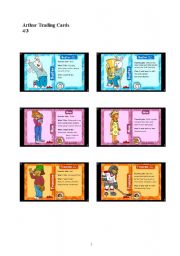 English Worksheet: Arthur - Trading Cards 3/4