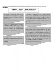 English worksheet: Weather in regions