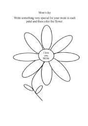 English Worksheet: A flower to my mom - Mothers day