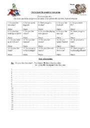 English Worksheet: getting to know the persons in your group