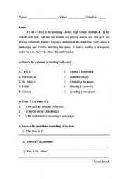 English worksheet: Text 6th