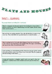 English Worksheet: Flats and Houses - 4 SKILLS