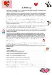 English Worksheet: Valentines day