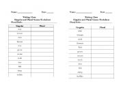 English worksheet: Irregular Plural nouns worksheet