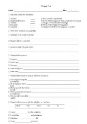 English worksheet: written test