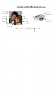 English Worksheet: Complete using the different parts of the face