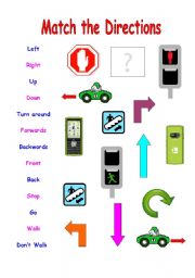 Match the Directions - Words and Pictures