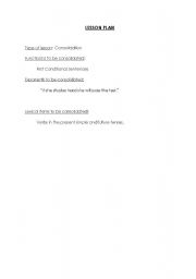 English Worksheet: Lesson plan First Conditional
