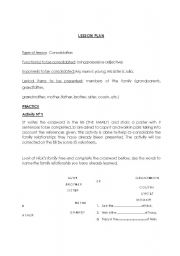 English worksheet: LESSON PLAN Consolidation    The Family