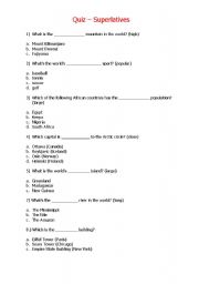 English worksheet: Superlatives Quiz