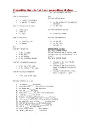 English Worksheet: Prepositions of Place