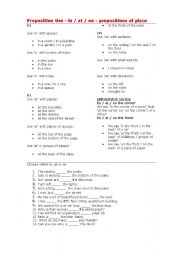 English worksheet: Prepositions of Place